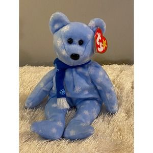 ⓇⒶⓇⒺ RARE Ty Beanie Baby 1999 Holiday Teddy with Snowflakes! ٭܀❄𑗊᪥*֒꘎❆𑗋܀❅*֒٭